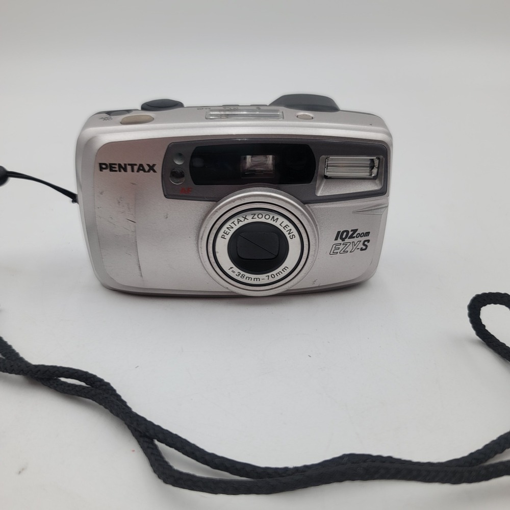 VTG Pentax IQZoom EZY-S 35mm Film Camera Silver 38-70mm Zoom Lens A